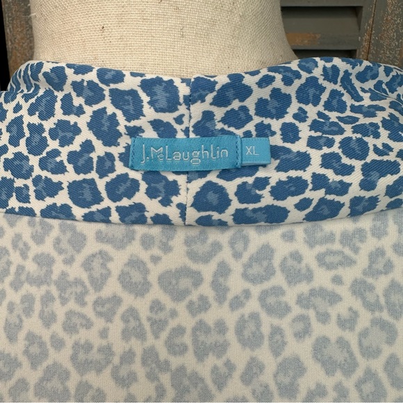 J. McLaughlin Faux Wrap Panama Dress Blue Cheetah Sz XL - Picture 9 of 16